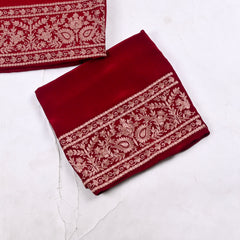Organza Maroon Unstitched Suit