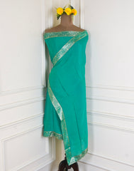 Banarasi Green Unstitched Suit