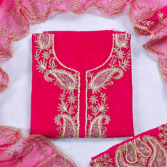 Organza Pink Unstitched Suit