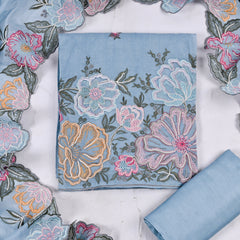 Mul Cotton Powder Blue Unstitched Suit