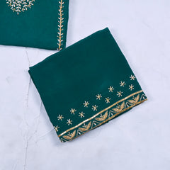 Organza Green Unstitched Suit