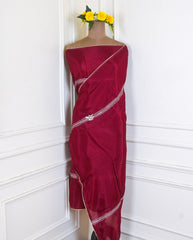 Crepe Maroon Unstitched Suit