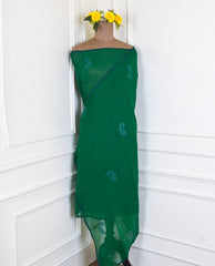 Organza Green Unstitched Suit