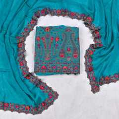 Crepe Sky blue Unstitched Suit