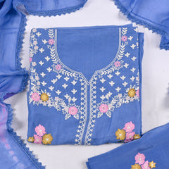 Organza Powder Blue Unstitched Suit
