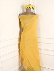Twill Organza Yellow Unstitched Suit