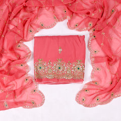 Organza Baby Pink Unstitched Suit