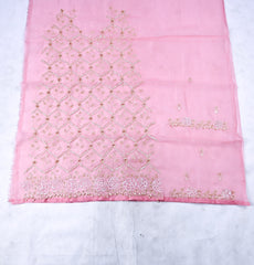 Glass Tissue Pink Unstitched Lehenga Suit
