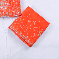 Crepe Orange Peplum Lehenga Suit