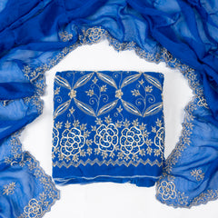 Organza Blue Unstitched Suit