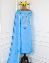 Khadi Silk Sky Blue Unstitched Suit