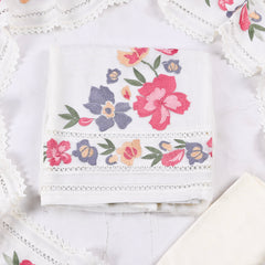 Organza White Unstitched Suit