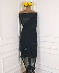 Organza Black Unstitched Suit