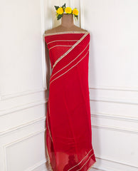 Organza Maroon Unstitched Suit