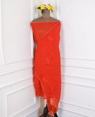Organza Red Unstitched Suit