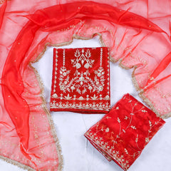 Glass Shimmer Rust Unstitched Lehenga Suit
