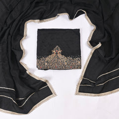 Silk Black Unstitched Suit