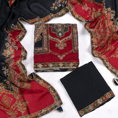 Organza Black Unstitched Suit