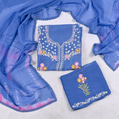 Organza Powder Blue Unstitched Suit
