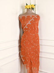 Organza Rust Unstitched Suit