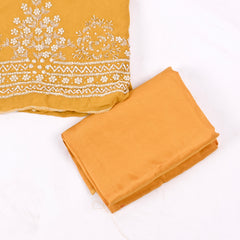 Organza Yellow Unstitched Suit