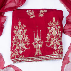 Gavadin Silk Maroon Unstitched Suit