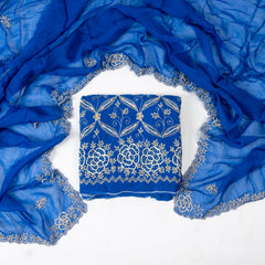 Organza Blue Unstitched Suit