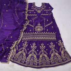 Crepe Purple Lehenga Suit