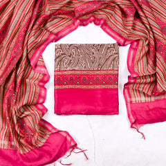 Maheshwari Cotton Pink Unstitched Suit