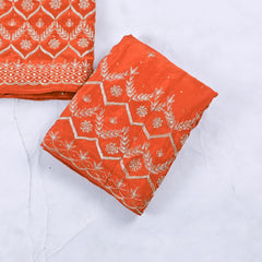 Crepe Rust Unstitched Lehenga Suit