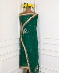 Khadi Green Unstitched Lehenga Suit