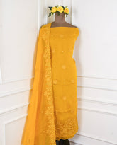 Organza Yellow Unstitched Suit