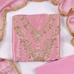 Giraffe Shimmer Pink Unstitched Suit