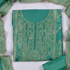 Banarasi Sea Green Unstitched Suit
