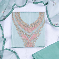 Glass Pista Green Unstitched Suit
