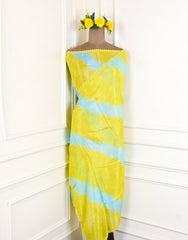Satin Organza Aqua Lime Unstitched Suit