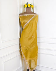 Sasha Shimmer Mustard Yellow Unstitched Suit