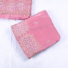 Glass Tissue Pink Unstitched Lehenga Suit