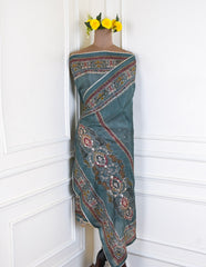 Organza Sea Green Unstitched Suit