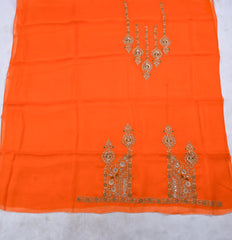 Organza Orange Unstitched Suit