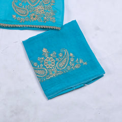 Organza Sky Blue Unstitched Suit