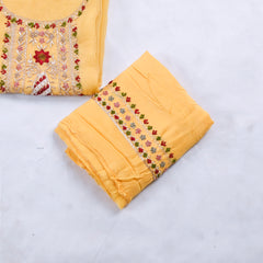 Organza Yellow Unstitched Suit