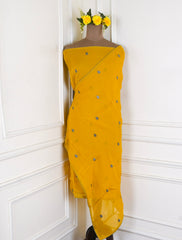 Organza Yellow Unstitched Suit