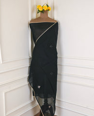 Organza Black Unstitched Suit