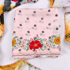 Twill Organza Light Peach Unstitched Suit