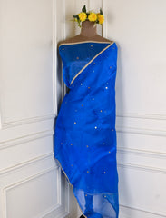 Glass Shimmer Blue Unstitched Suit