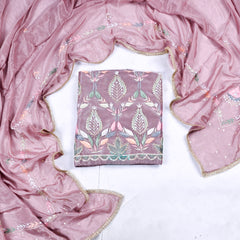 Shimmer Mauve Pink Unstitched Suit