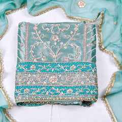 Giraffe Shimmer Ferozi Unstitched Suit