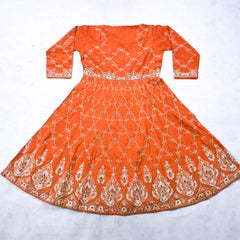 Crepe Rust Peplum Lehenga Suit