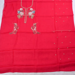 Organza Pink Unstitched Suit